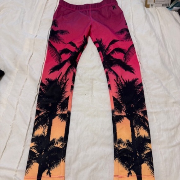 HAWAIIAN PRINT Hurley leggings kids size large - Picture 1 of 2